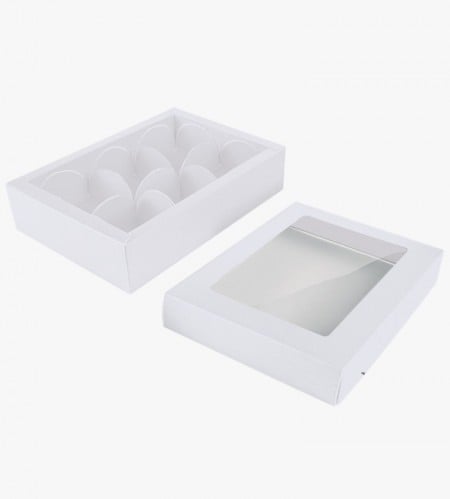 Caixa para 6 Bombom, doces N.6 ( 15,5 x 9,5 x 2,3 cm) Branca - 1 unidade