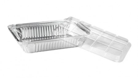Bandeja aluminio retangular c/ Tampa Pet 750ml - 50 unidades