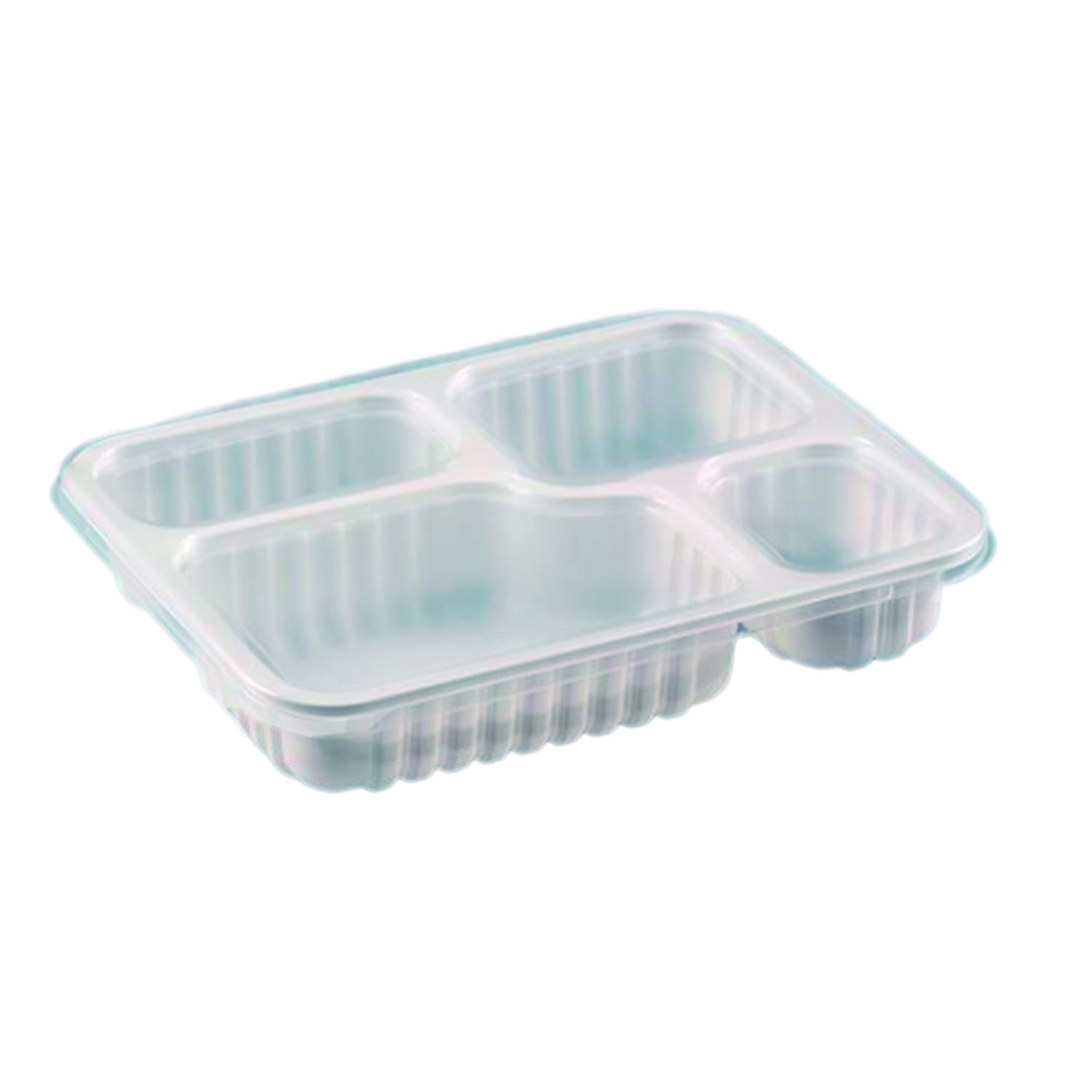 Embalagem Marmita de Plastico freezer microondas c/ 4 divisórias e tampa (1225ml) G324 - 100 unidades