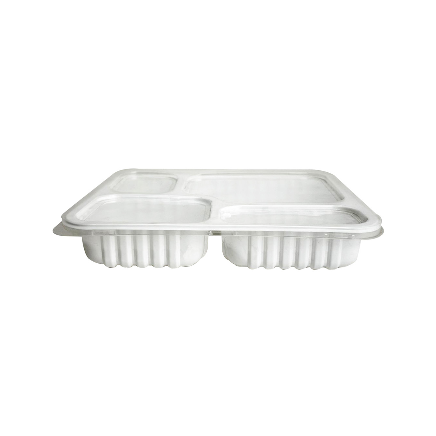 Embalagem Marmita de Plastico freezer microondas c/ 4 divisórias e tampa (1225ml) G324 - 100 unidades