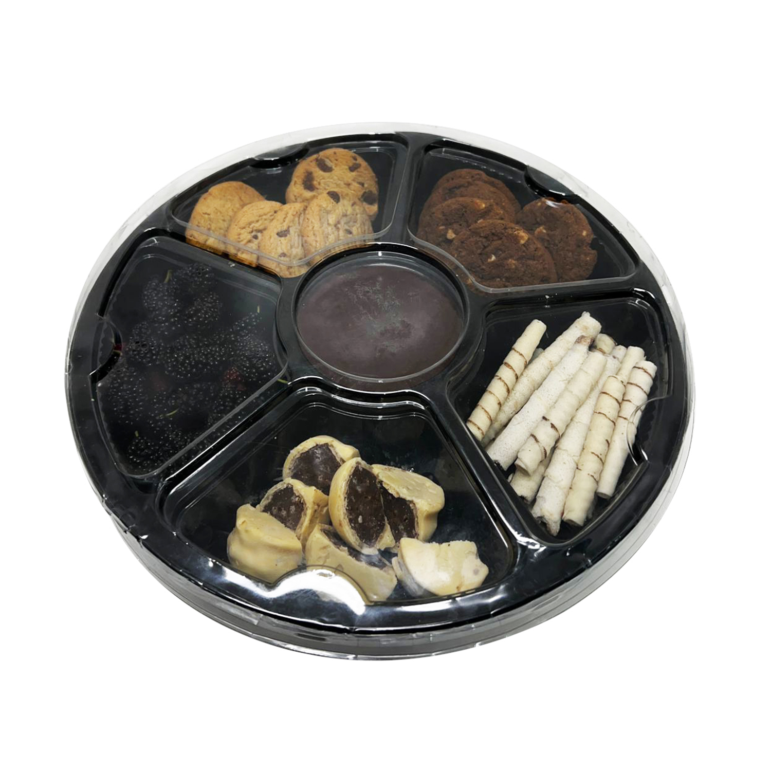 Bandeja Petisqueira Plastico c/ 5 divisórias (1000ml) G550 base preta - 50 unidades