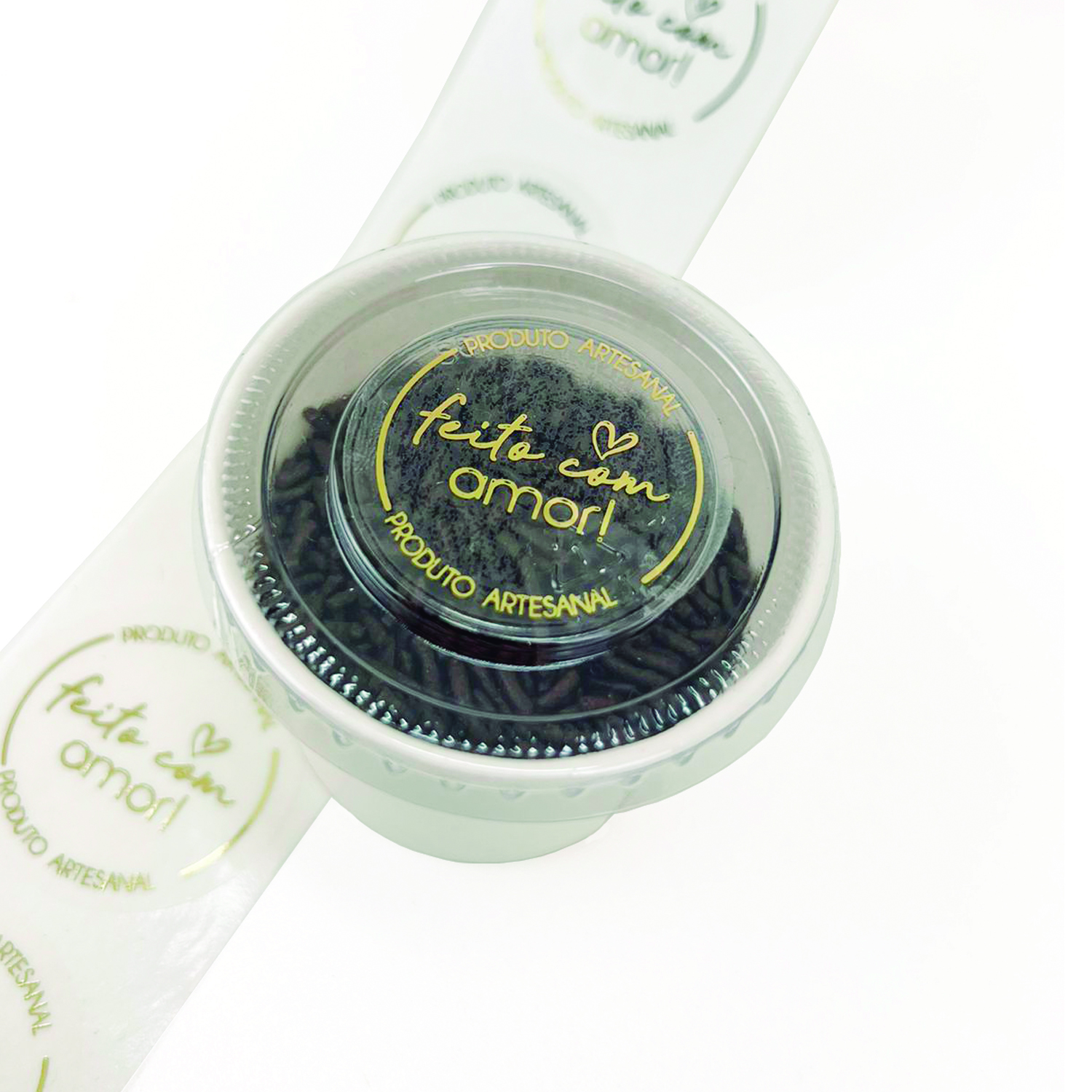 Lacre Transparente (3,5 cm) Hot Stamp Feito c/ Amor - 1 mil