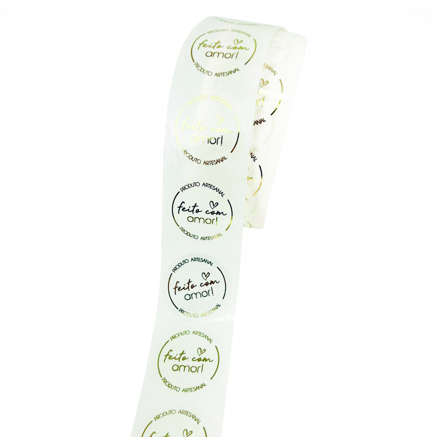 Lacre Transparente (3,5 cm) Hot Stamp Feito c/ Amor - 1 mil