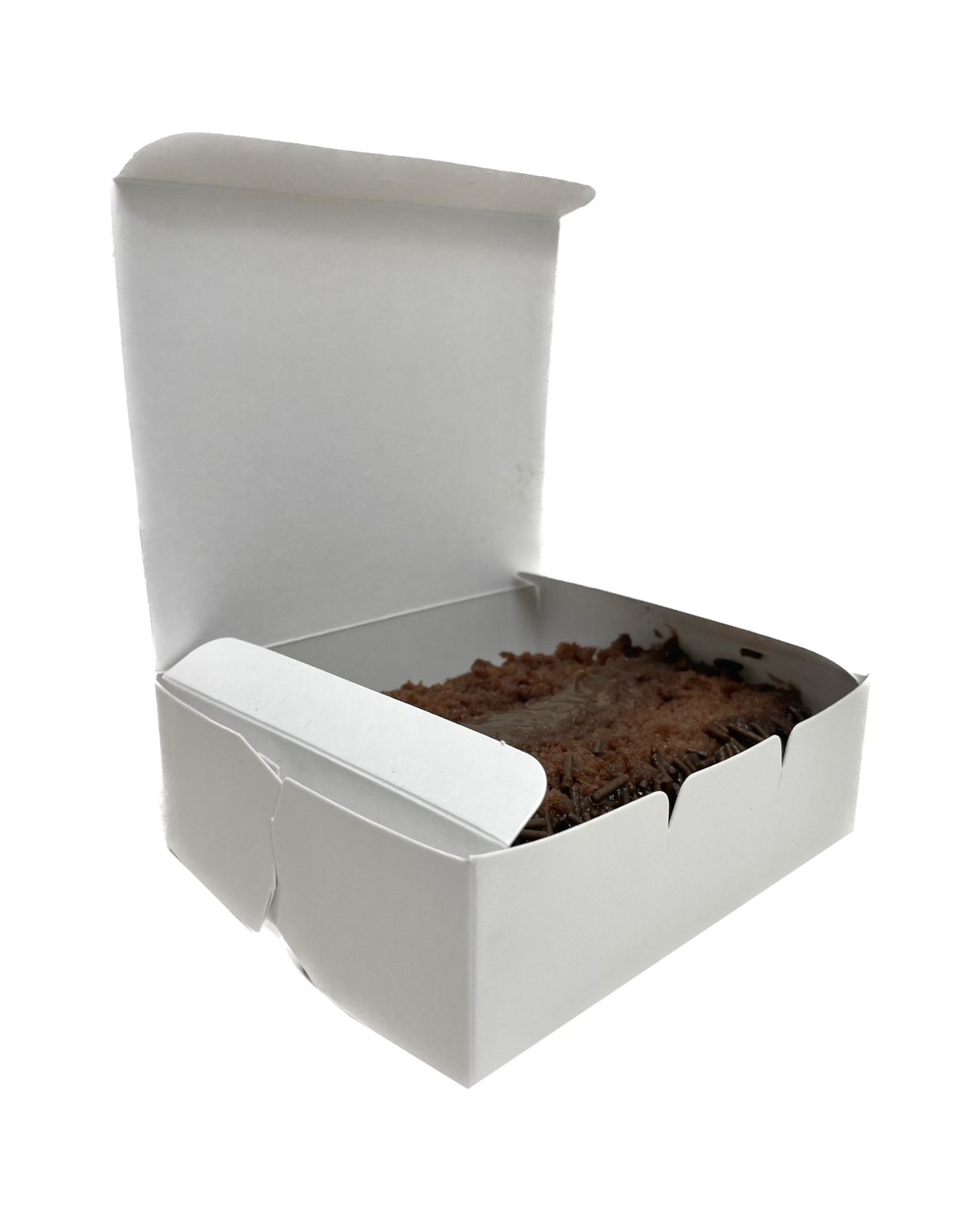Embalagem Bolo Fatia retangular c/ Plastificação (12 x 10 x 4 cm) Branca - 100 Unidades