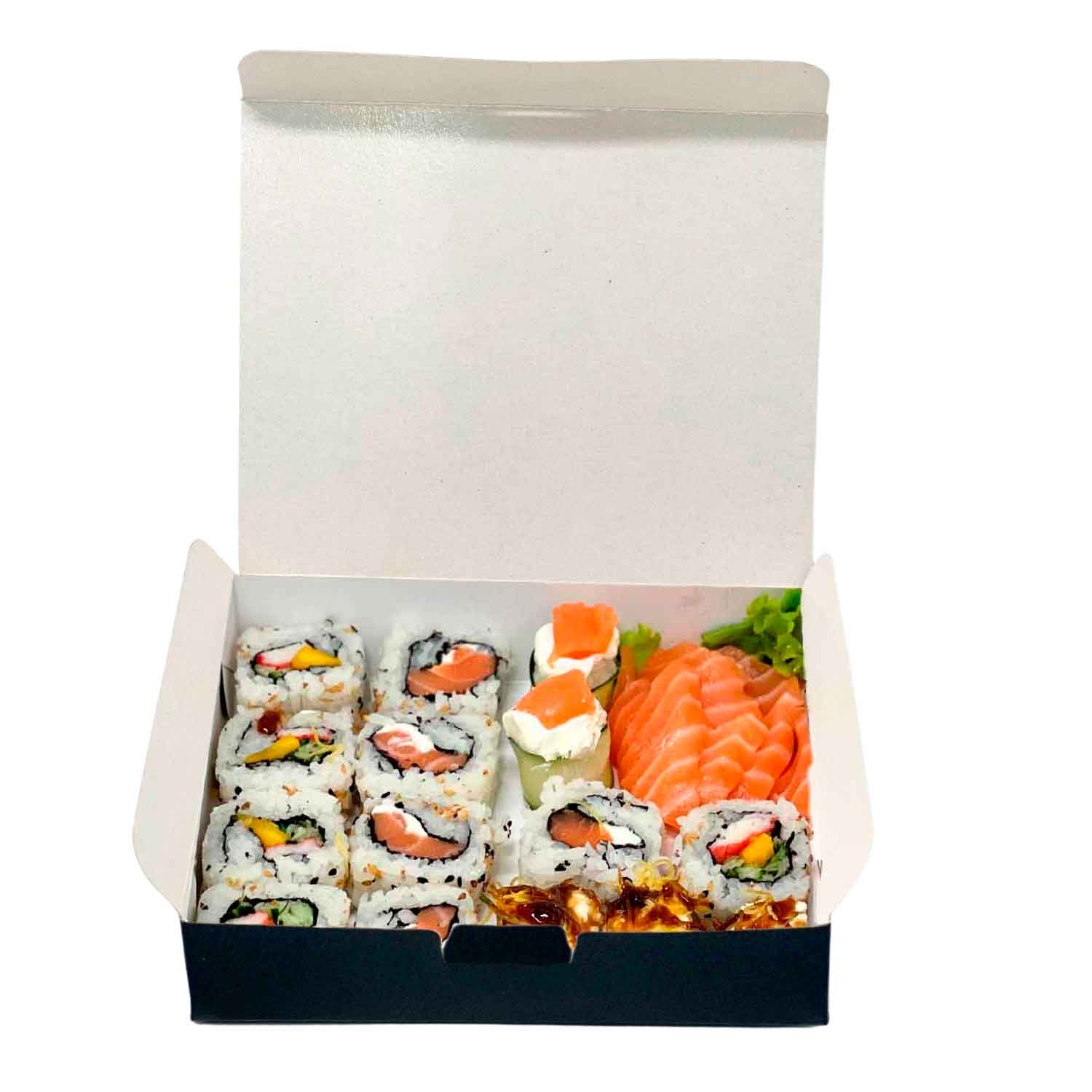 Embalagem p/ sushi, sashimi e combinados (18 x 15 x 4 cm) laminada Personalizado