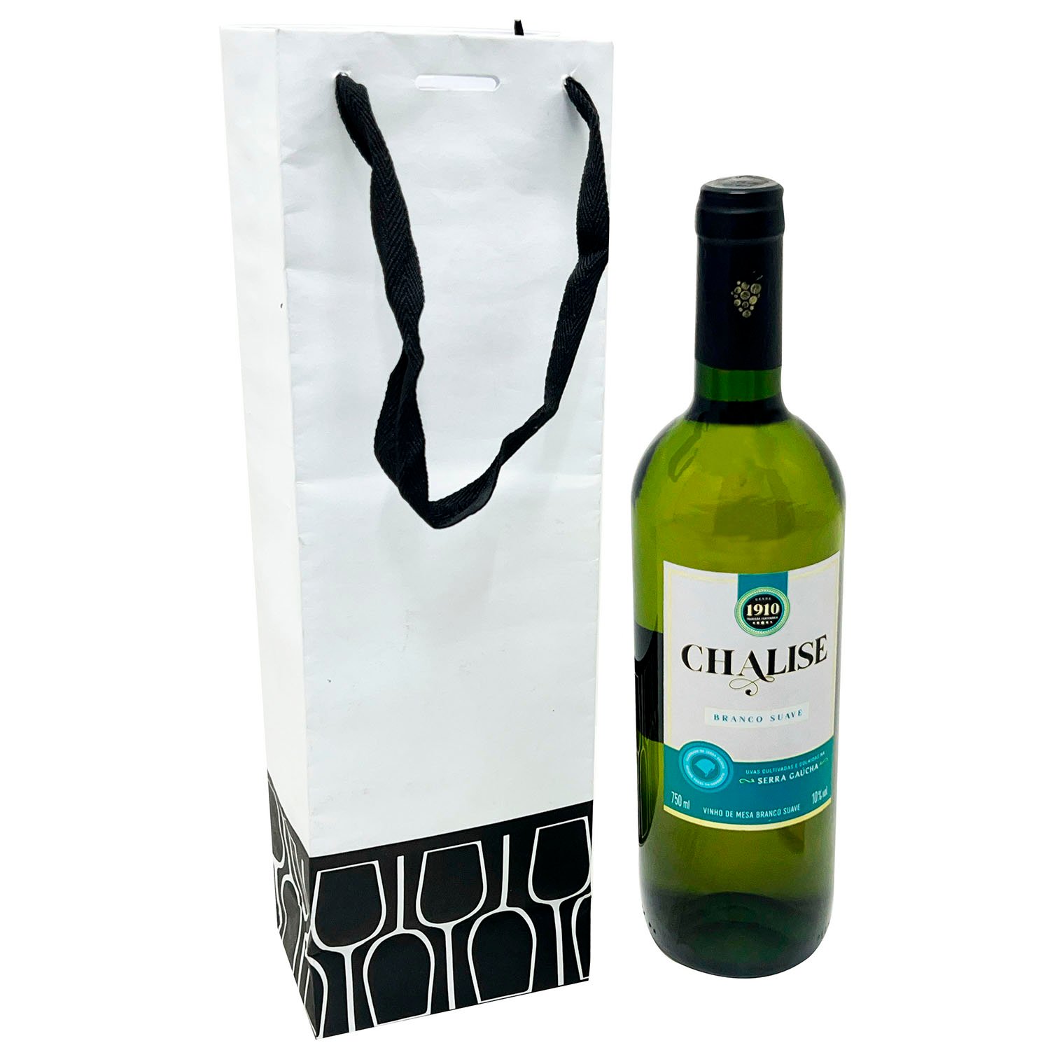 Sacola Offset p/ bebidas, Vinho, Garrafas (12 x 8 x 38 cm)  - 50 unidades