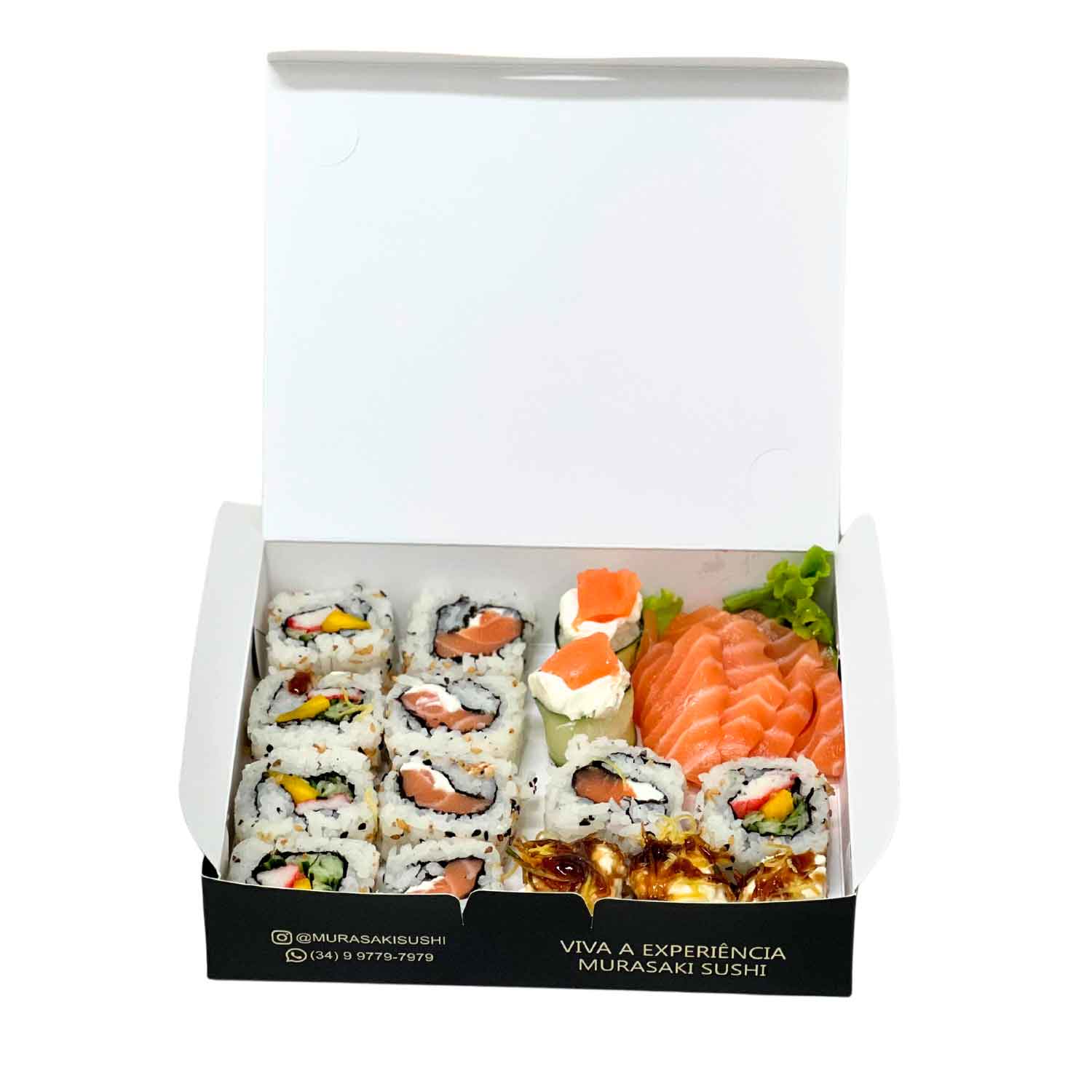 Embalagem p/ sushi, sashimi e combinados (18 x 15 x 4 cm) laminação interna Personalizado