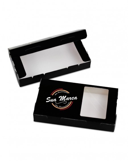 Embalagem antivazamento p/ Massas c/ Visor Vazado (22 x 12 x 4 cm)  Personalizada
