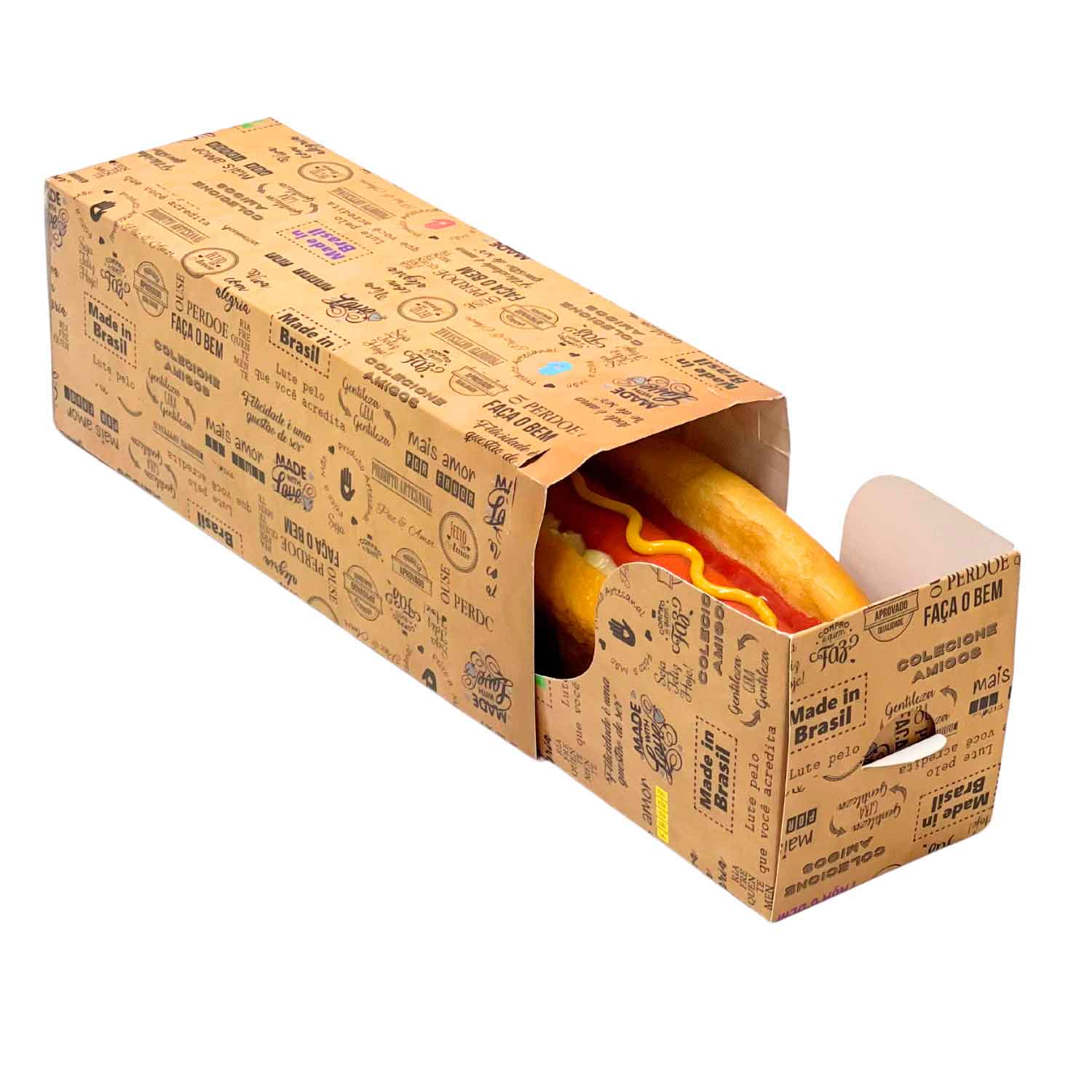 Embalagem Hot dog Frases c/ trava (18 x 6,3 x 7 cm)  - 100 unidades