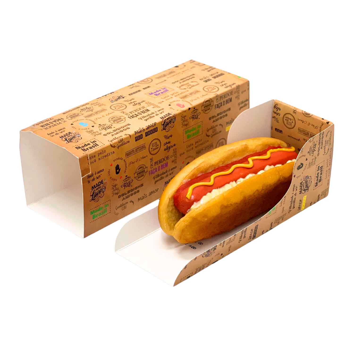 Embalagem Hot dog Frases c/ trava (18 x 6,3 x 7 cm)  - 100 unidades