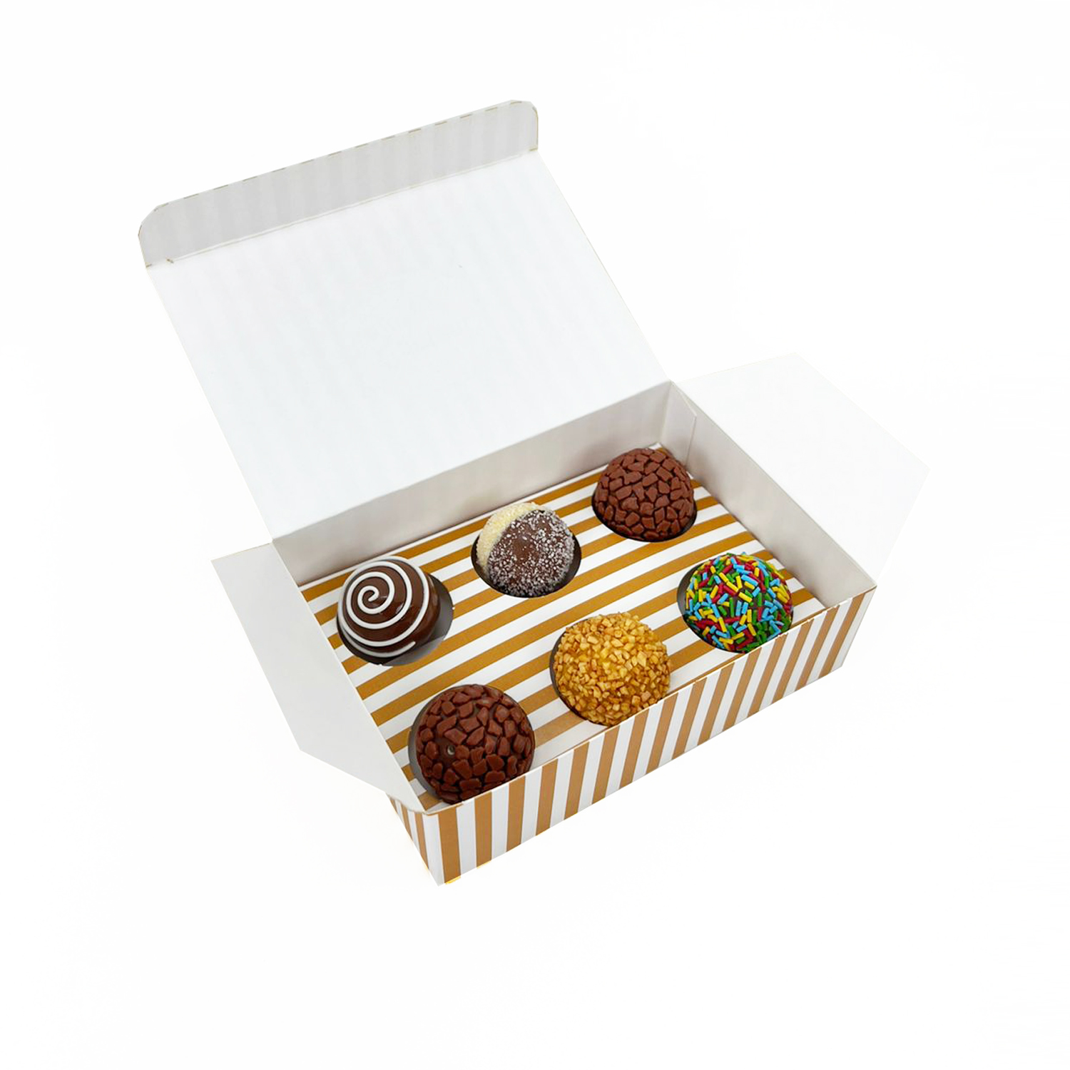 Caixa Brigadeiro p/ 6 doces (13 x 9 x 4 cm) c/ berço Doçura - 100 unidades