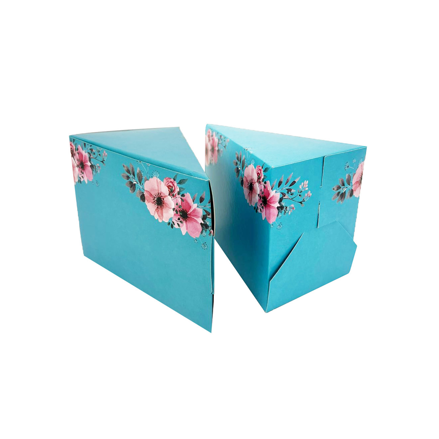 Caixa p/ Bolo Fatia (17 x 10 x 12 cm) Floral Azul - 100 Unidades