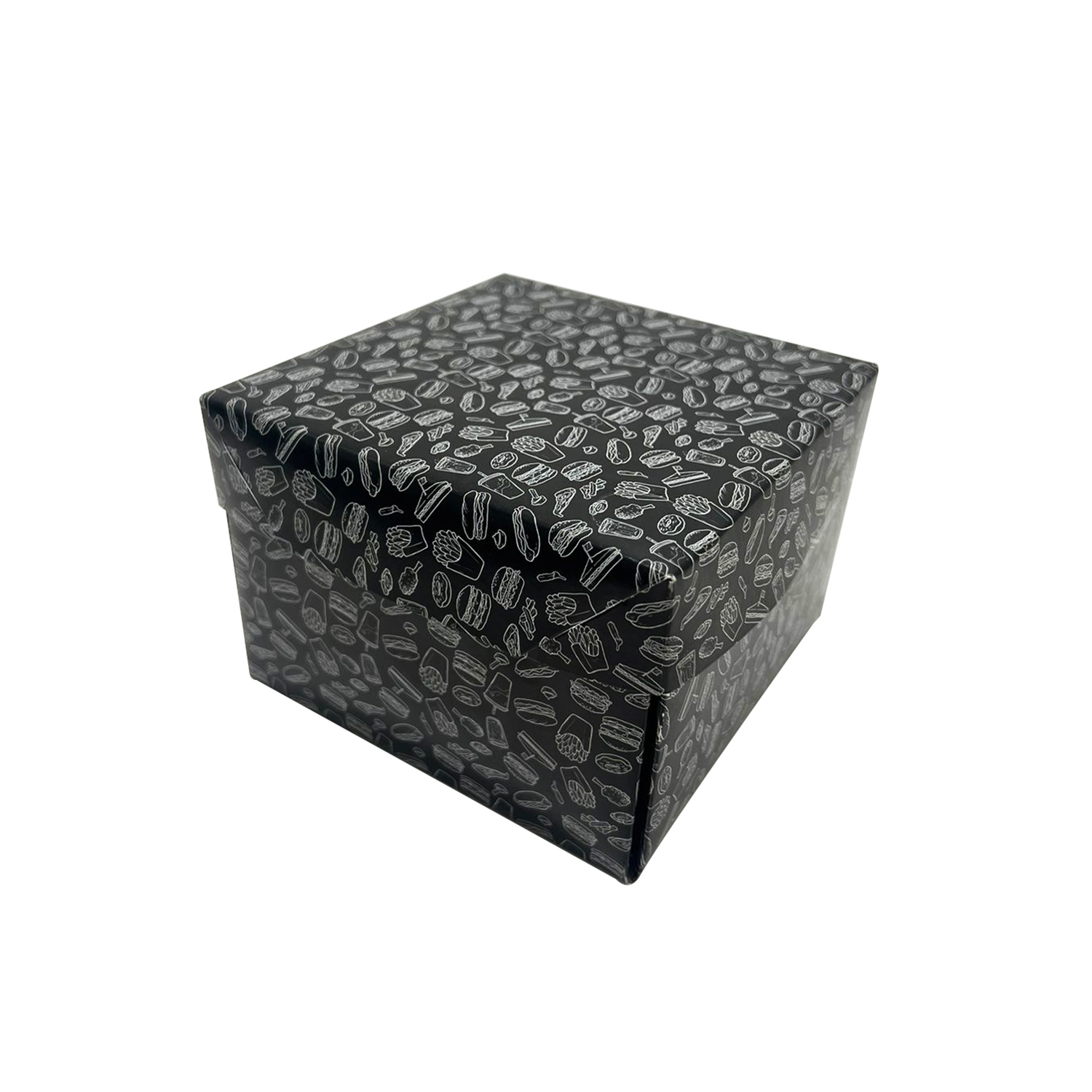 Embalagem Prato p/ Lanche Hambúrguer (13 x 13 x 9 cm) Linha Preta - 100 unidades