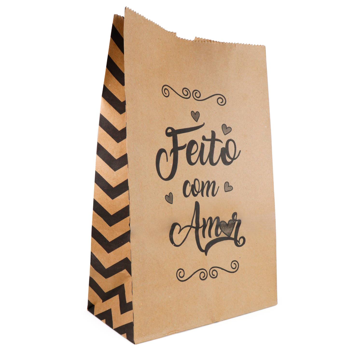 Saco Kraft Delivery N.2 (22 x 11,5 x 34 cm) Feito com Amor - 100 Unidades