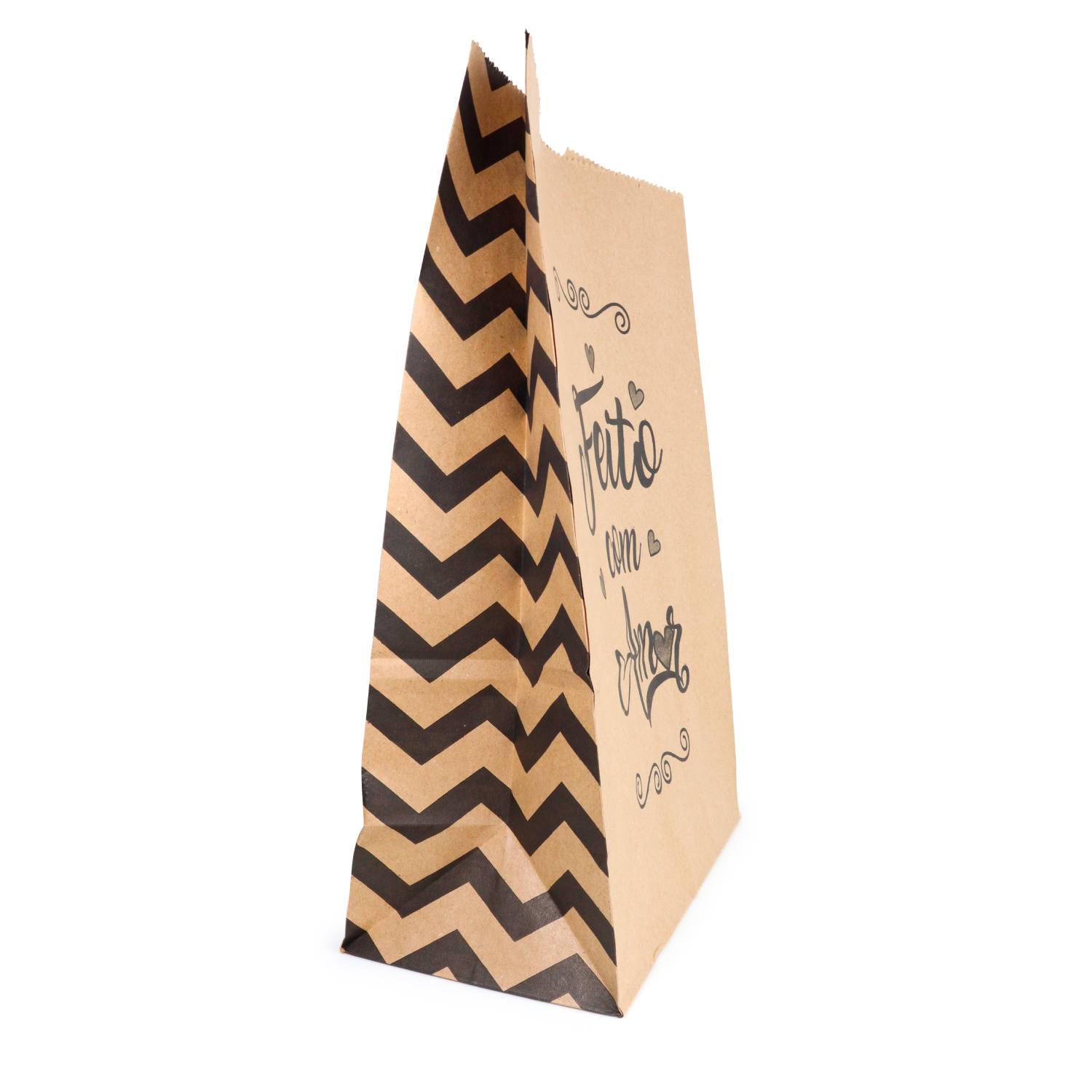 Saco Kraft Delivery N.2 (22 x 11,5 x 34 cm) Feito com Amor - 100 Unidades