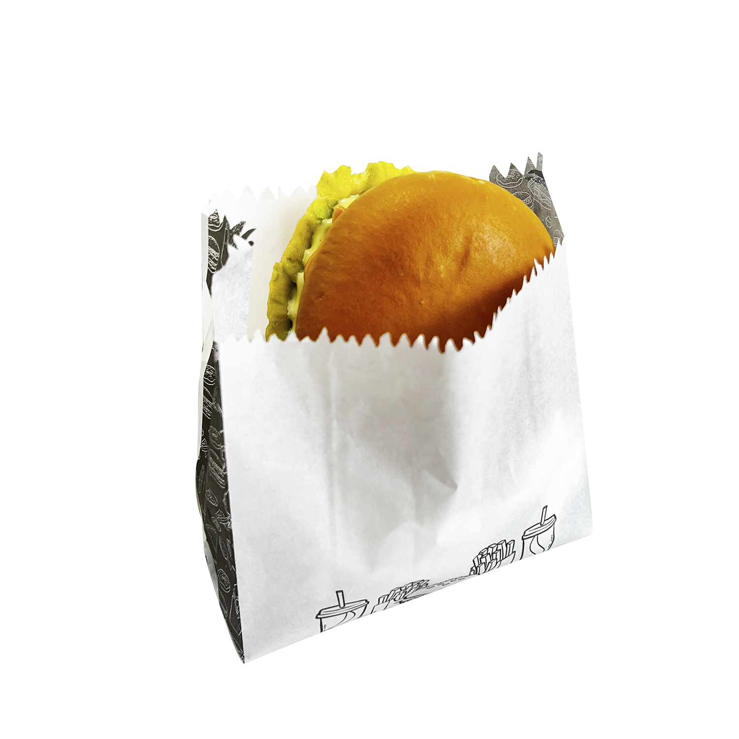 Saquinho Papel Anti Gordura (13,5 x 6,5 x 16 cm ) p/ Batata Frita, Lanche, Salgados - 500 unidades