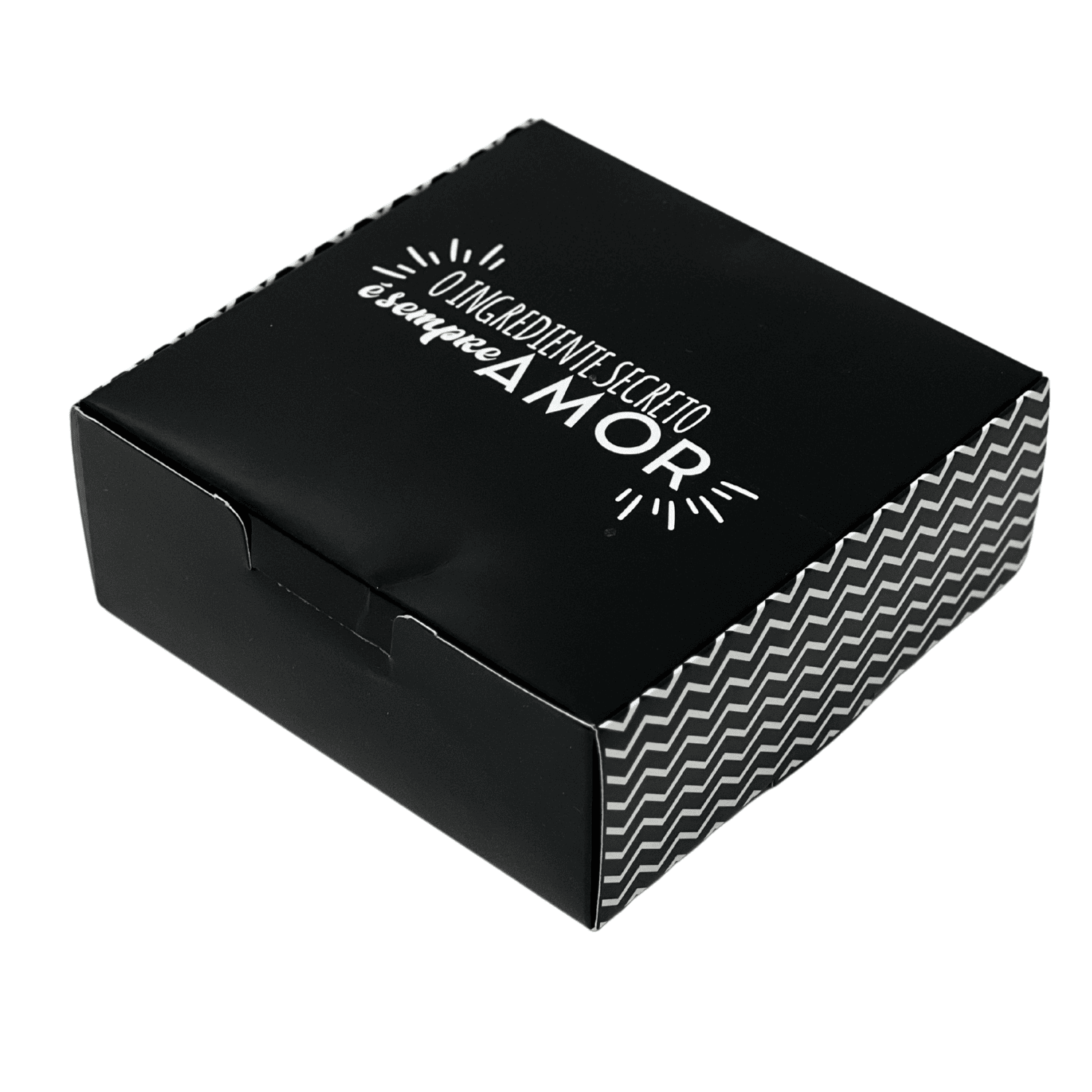 Embalagem p/ Delivery Doces, Salgados, Frituras Sempre Amor Preta  - 100 unidades
