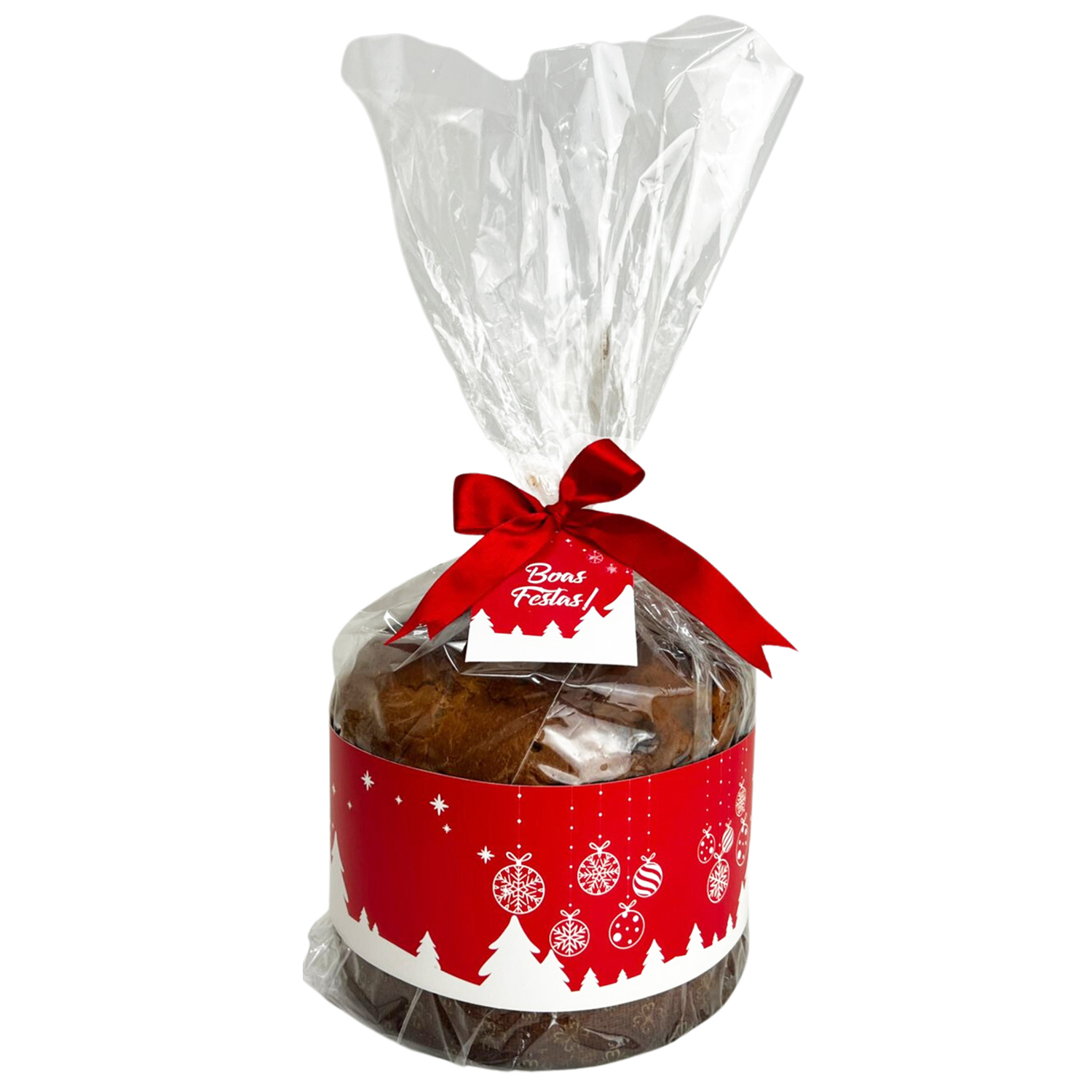 Kit Cinta e Tag Natal p/ Panetone de 500grs, caixas (56,5 x 8,2) - 50 unidades