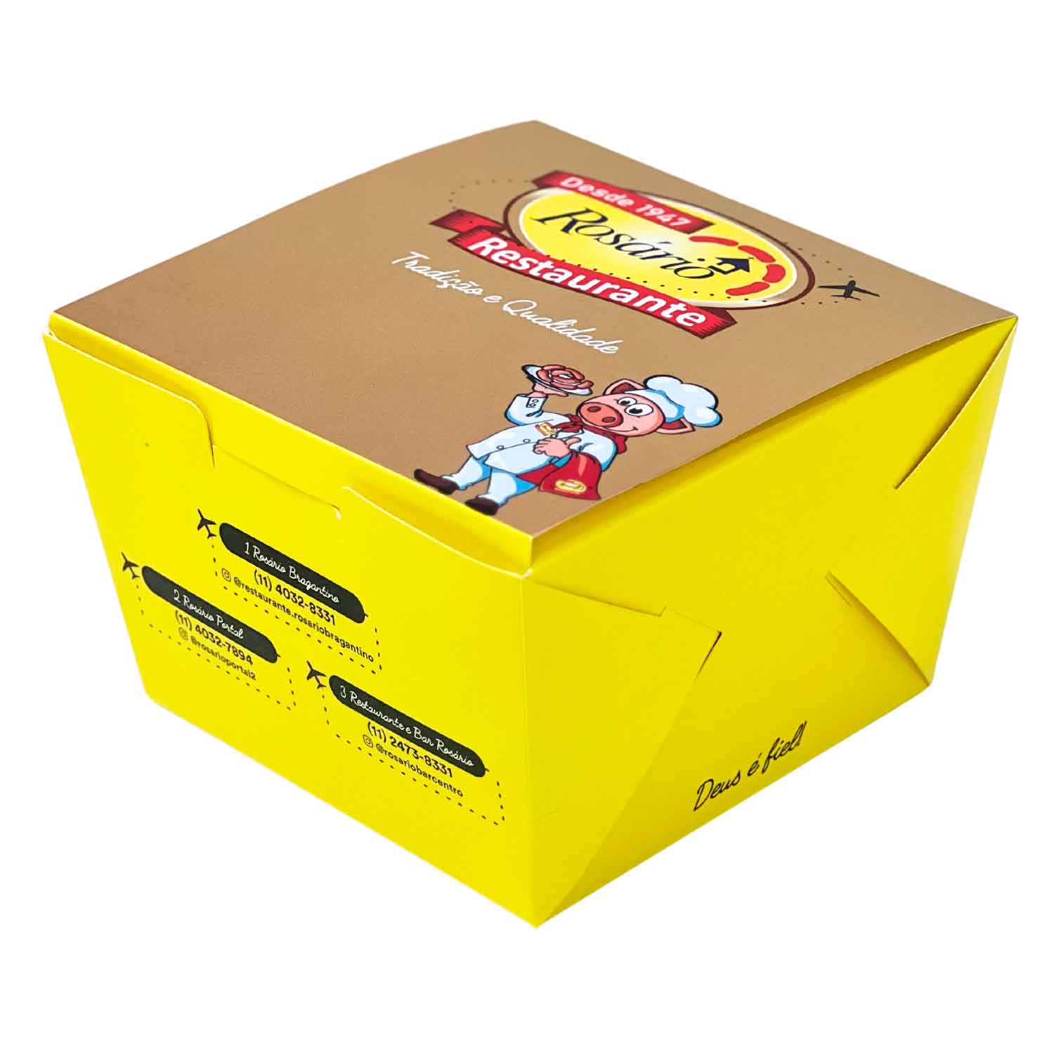 Embalagem para hamburguer, lanches ou pequenas porções (11 x 11 x 8,5 cm) Personalizada