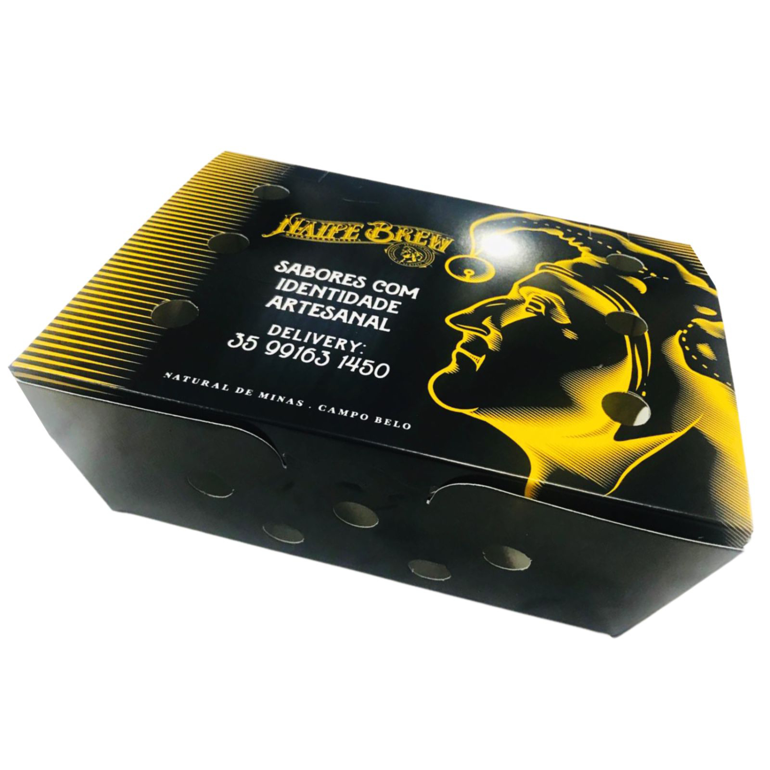 Embalagem para frituras e porções Delivery c/ respiros (17 x 12 x 7 cm) Personalizada