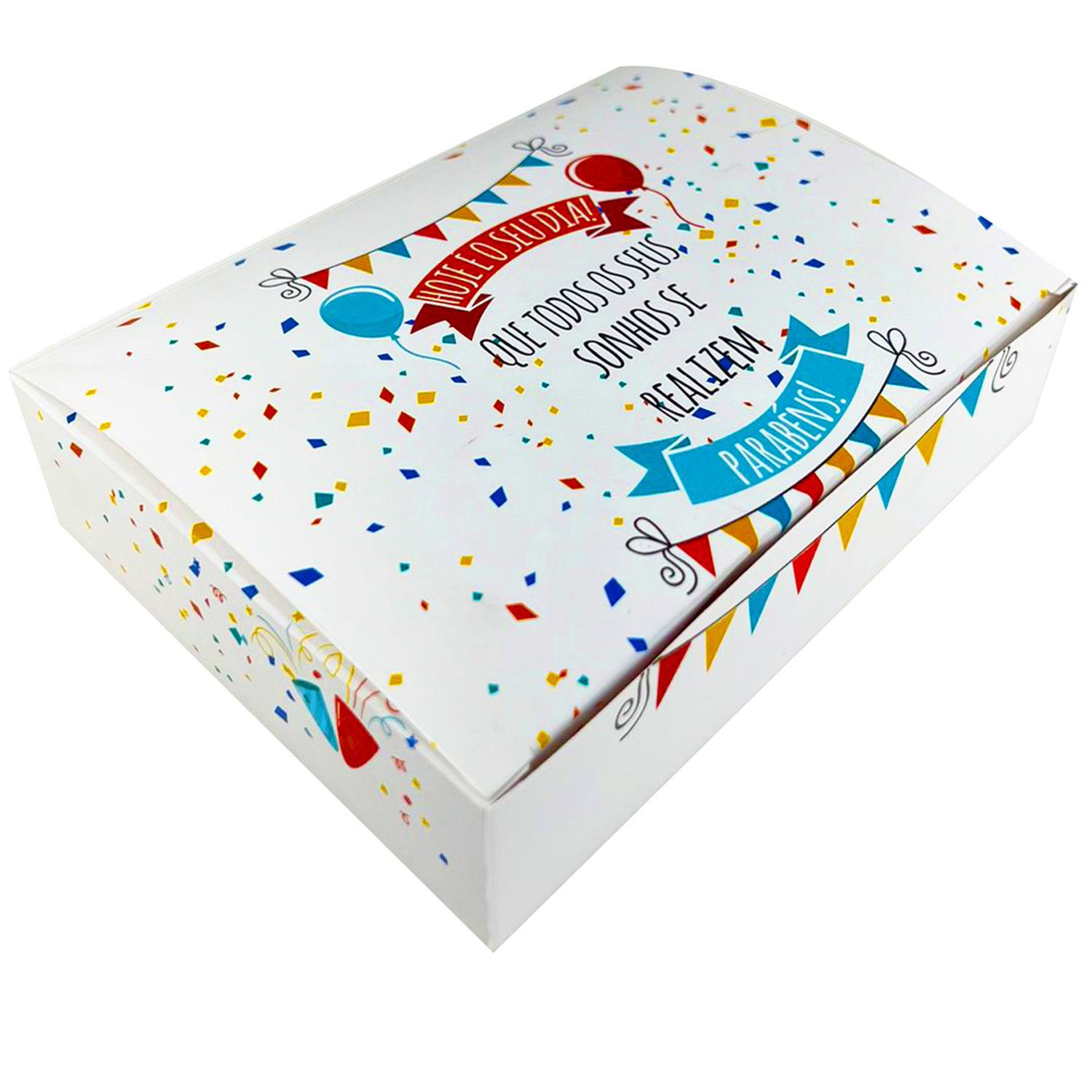 Caixa Brigadeiro p/ 12 doces c/ berço Parabéns - 100 unidades