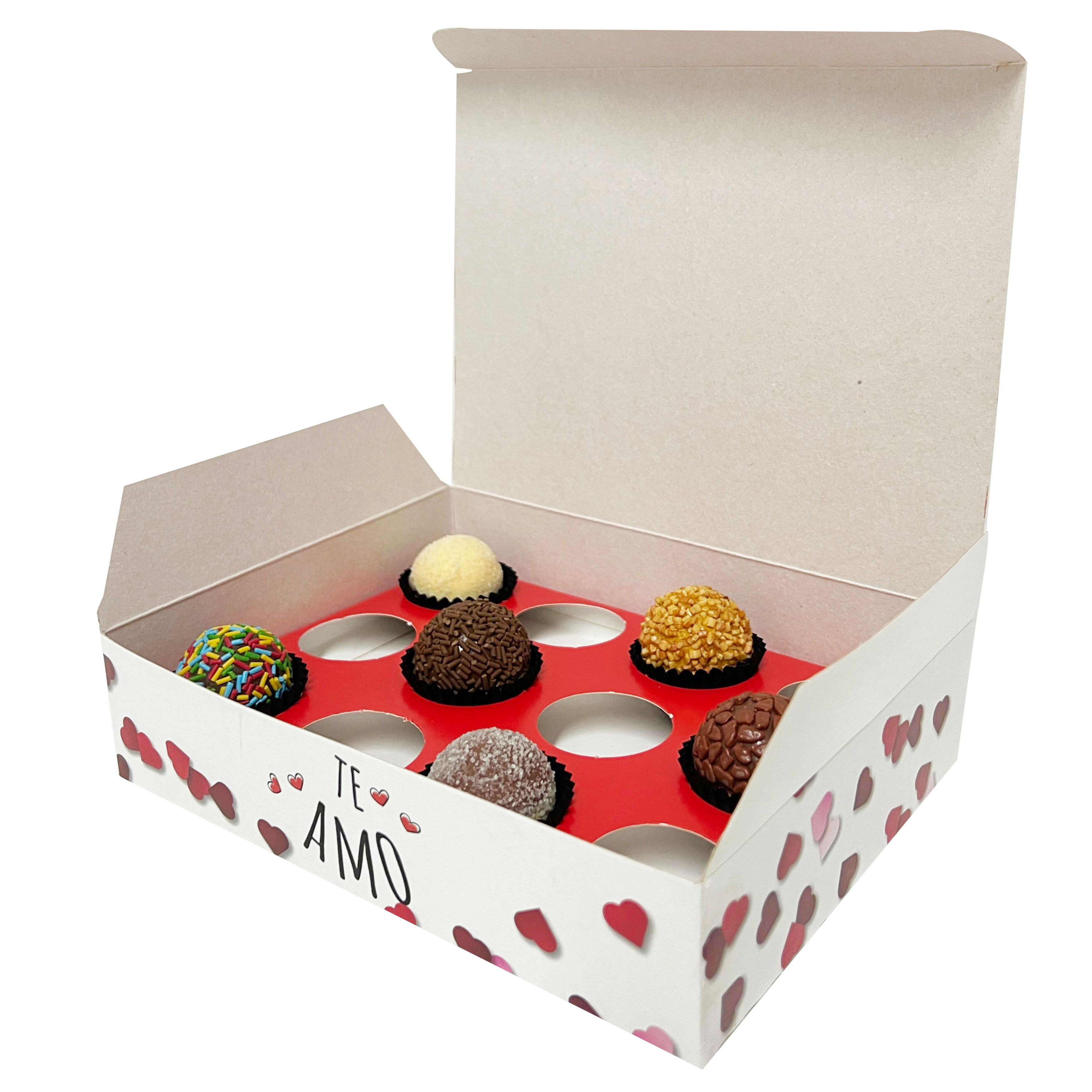 Caixa Brigadeiro p/ 12 doces c/ berço Te Amarei - 100 unidades