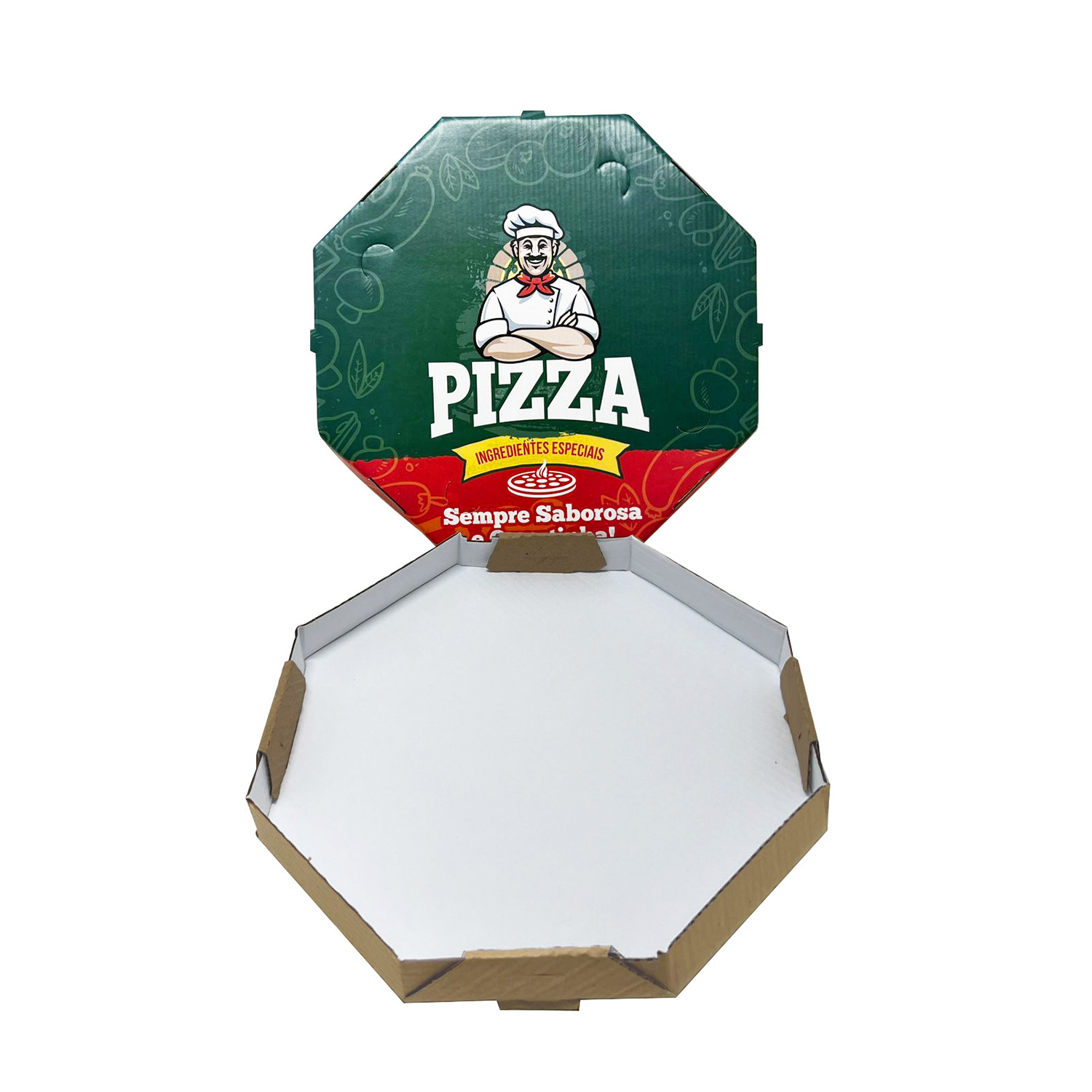 Caixa de Pizza 35 cm litografada Padrão verde - 50 Unidades
