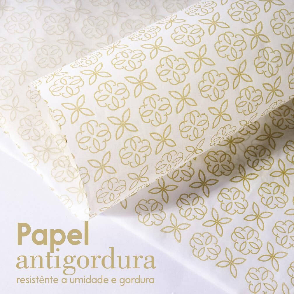 Papel Antigordura 38gr p/ Lanches e Alimentos (30 x 34 cm) - Caixa 500 folhas - Gold