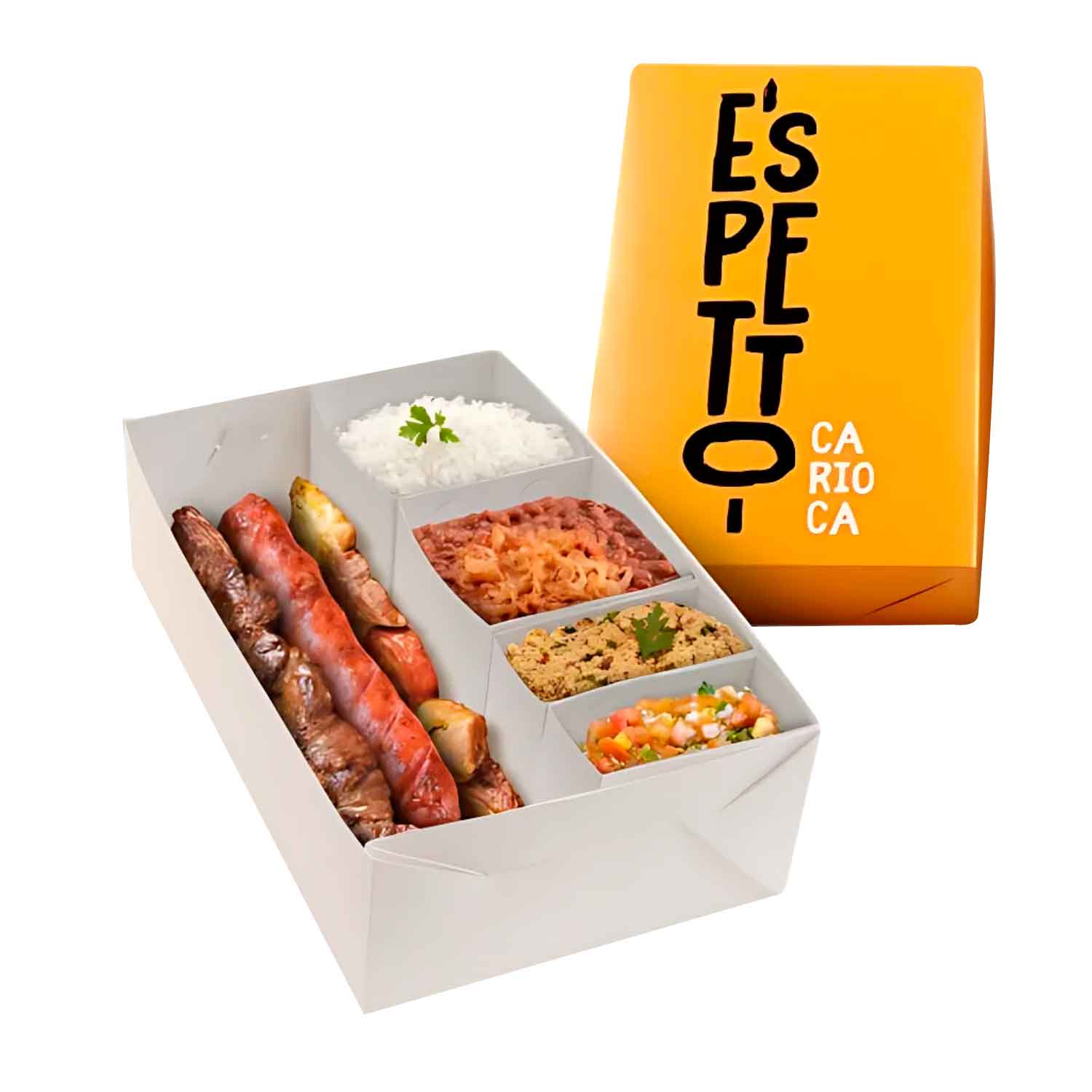 Embalagem para Espetinho Delivery com Guarnições (30x20x10 cm) Personalizada