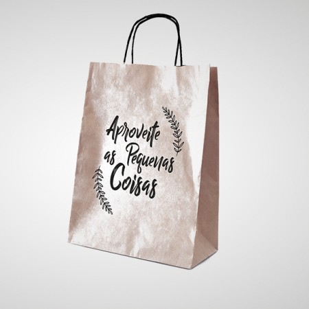 Sacola Kraft c/ Alça Colorida (22 x 11,5 x 34 cm) Personalizada