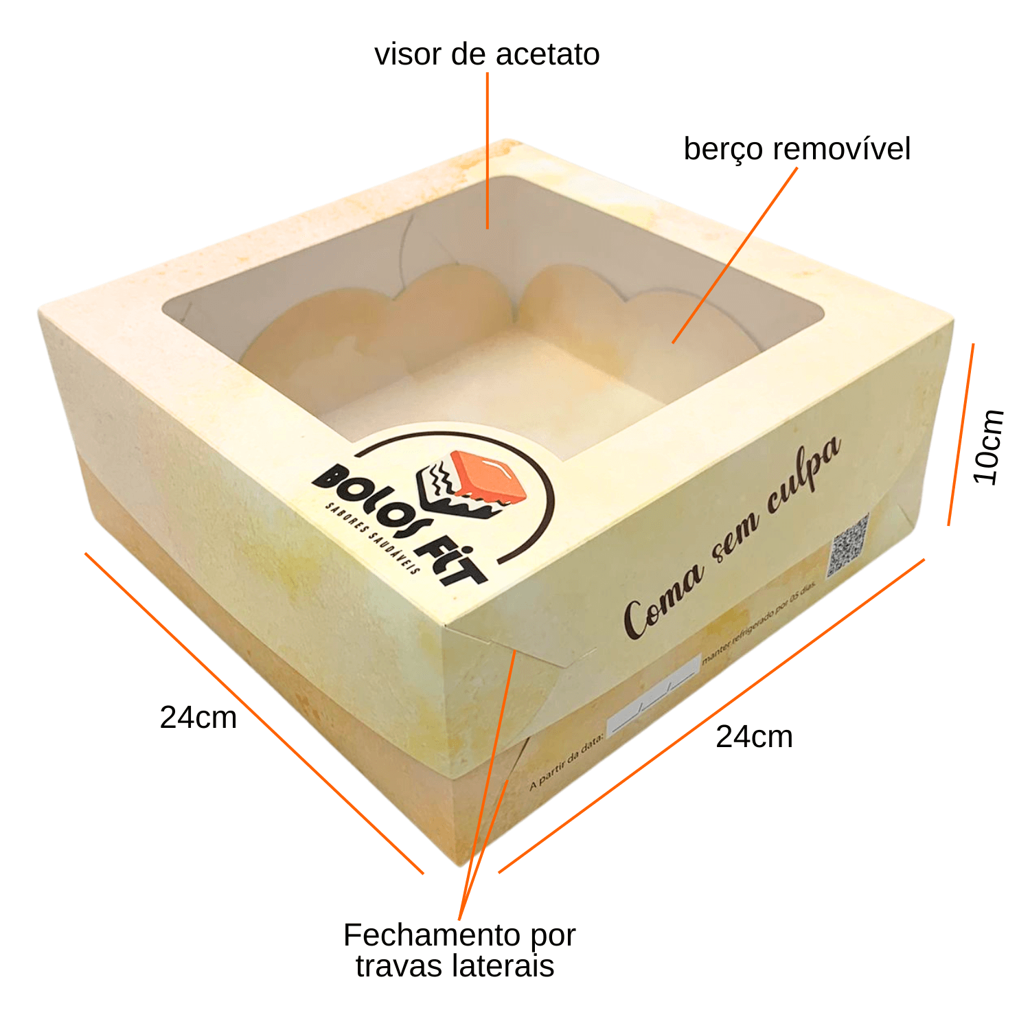 Embalagem Multiuso para Doces e Salgados (18 x 18 x 5 cm) Personalizada