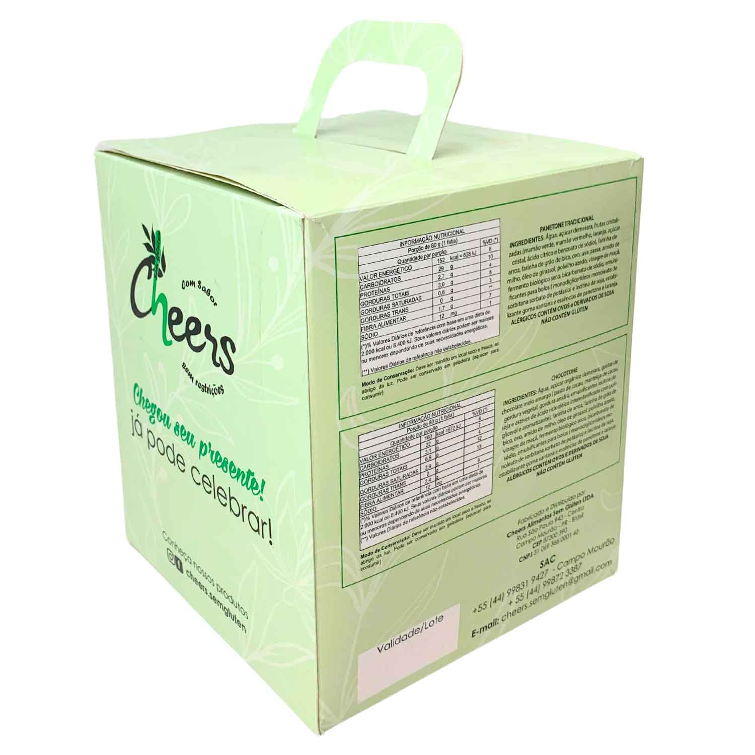 Caixa para Panetone e Chocotone 500g c/ alça Personalizado