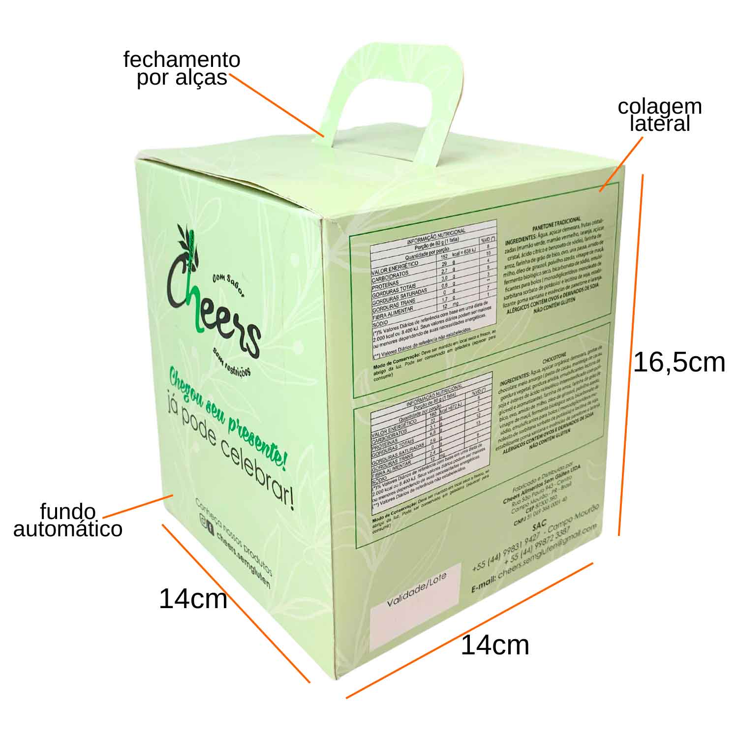 Caixa para Panetone e Chocotone 500g c/ alça Personalizado