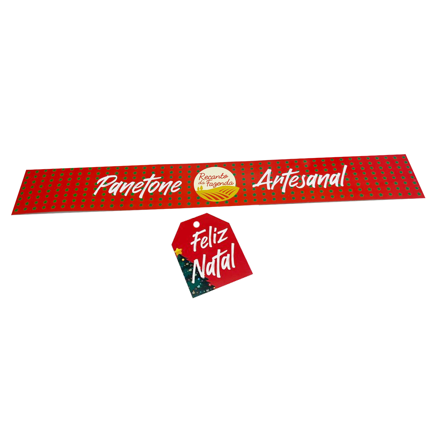 Cinta e Tag p/ Panetone 500 grs até 1 kilo (64 x 9 cm) Personalizada