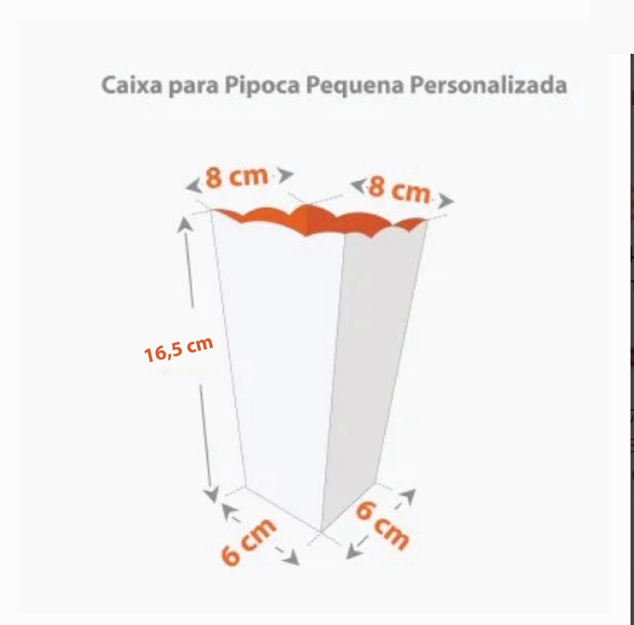 Caixa para Pipoca P (6 x 6 x 16,5cm) Personalizada