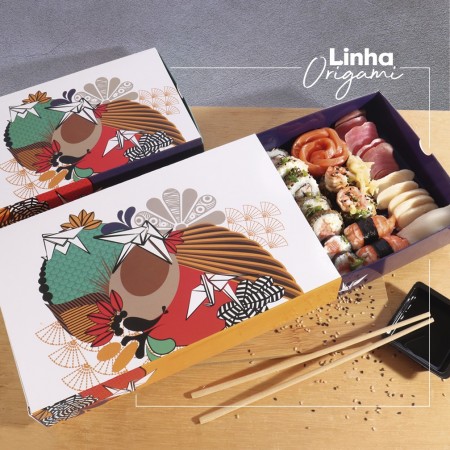 Embalagem para sushi, sashimi e combinados Gaveta M (23 x 15 x 5cm) Linha Origami - 100 unidades