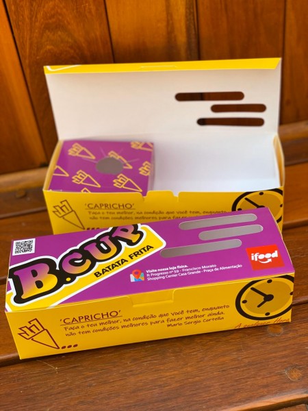 Caixa para Churros Delivery c/ Porta Molho (25 x 9 x ,6,5 cm) Personalizado