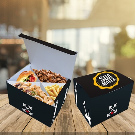 Embalagem Delivery com Divisória (15 x 15 x 9 cm) Personalizada