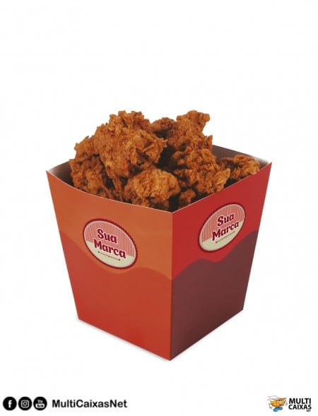 Balde Aberto p/ Frango frito até 1kg (11 x 11 x 15 cm) Personalizada