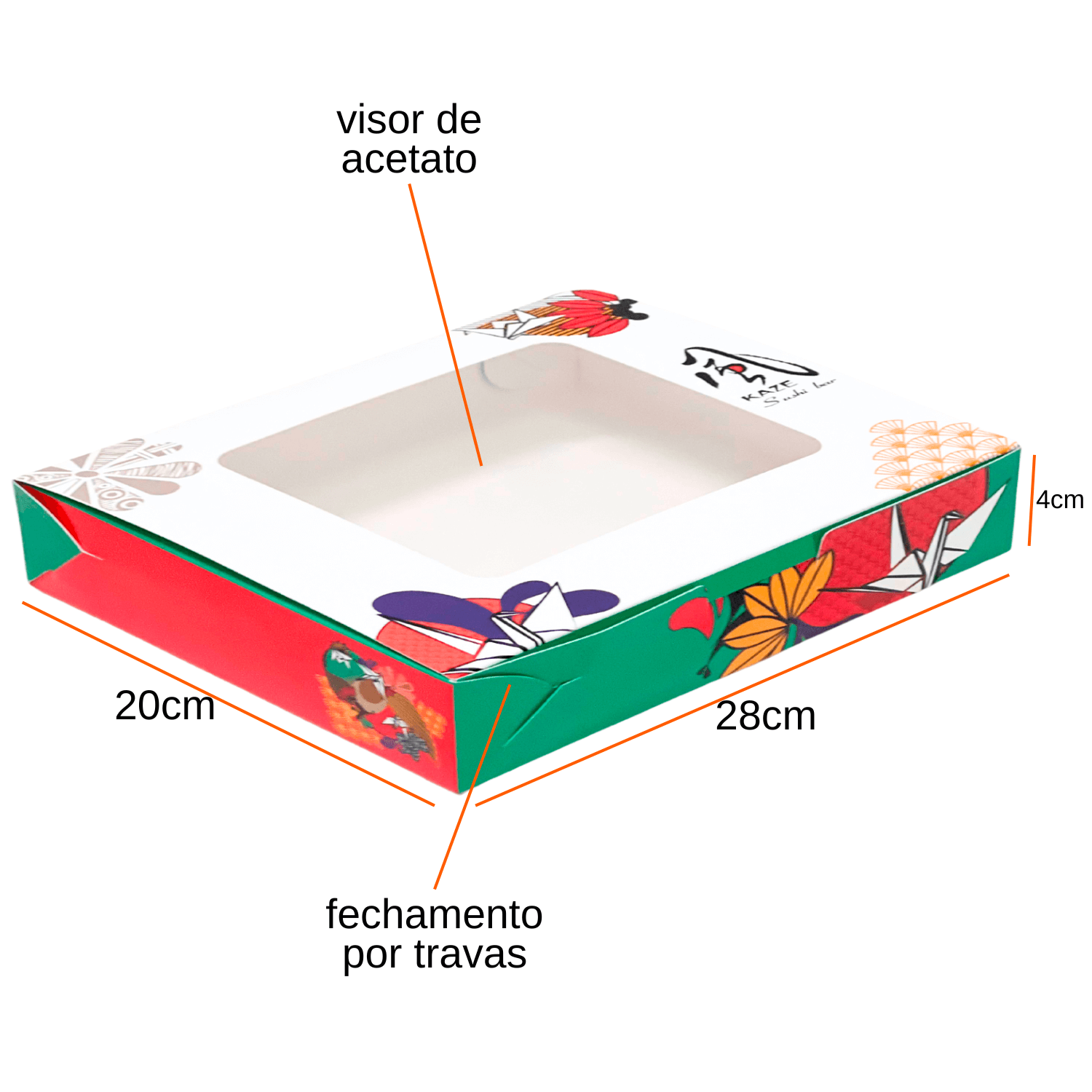 Embalagem Caixa p/ sushi, sashimi e combinados G (28 x 20 x 4 cm) Personalizado