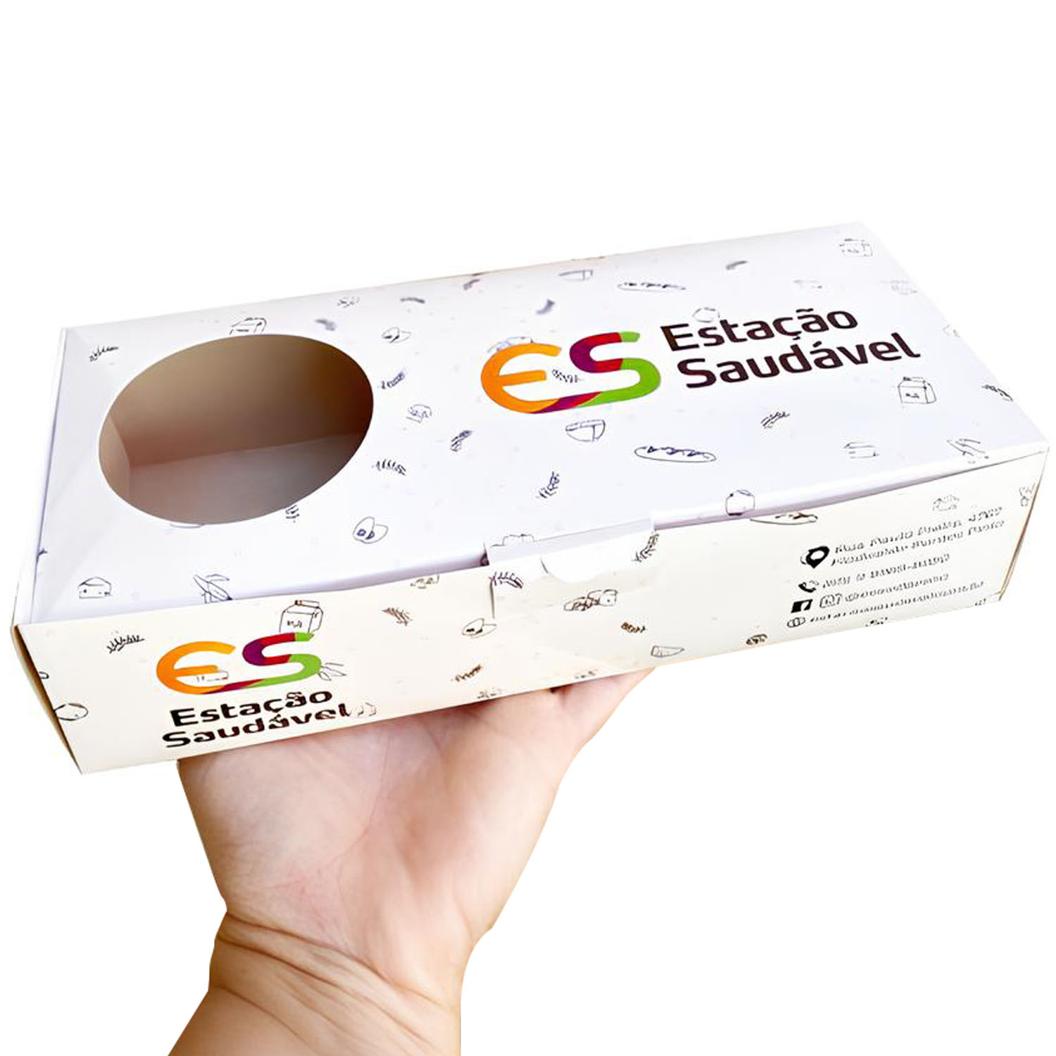 Caixa Delivery c/ suporte p/ copo ou Pote (25 x 11 x 6 cm) Personalizada