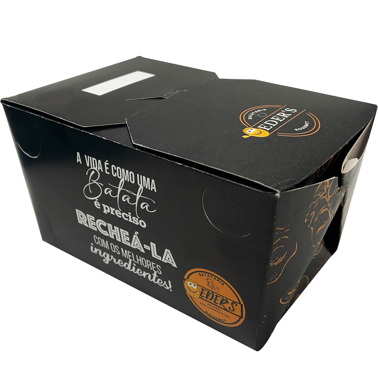 Embalagem Delivery p/ Batata Recheada Antivazamento (15 x 9 x 6cm)  Personalizada