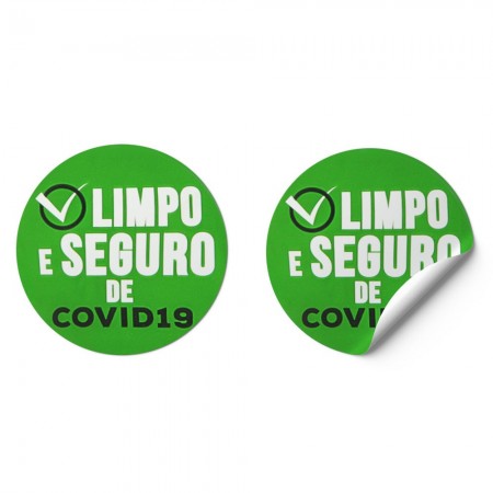 Lacre Segurança COVID Selo adesivo Redondo (5,8 cm) - 1 mil unidades