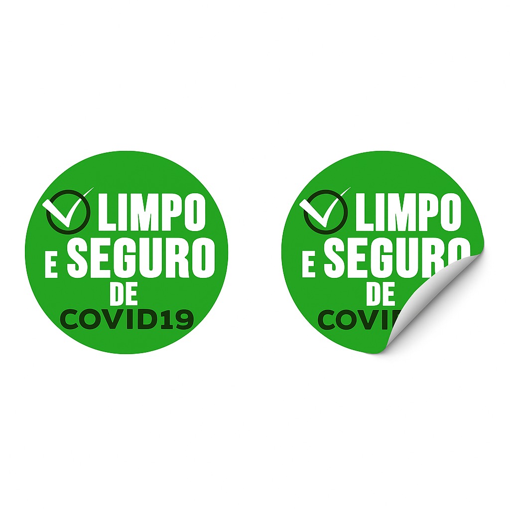 Lacre Segurança COVID Selo adesivo Redondo (5,8 cm) - 1 mil unidades