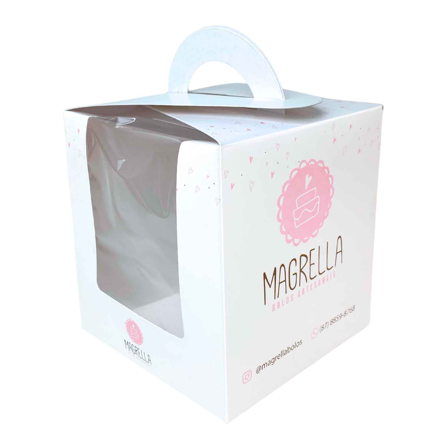 Caixa Cupcake, Mini bolo, Mini Panetone (100 ou 150 gramas) c/ visor Personalizado