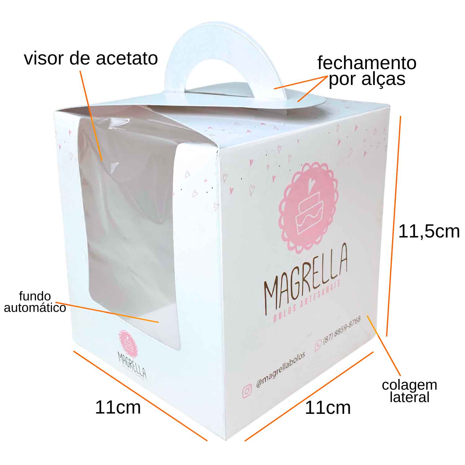 Caixa Cupcake, Mini bolo, Mini Panetone (100 ou 150 gramas) c/ visor Personalizado