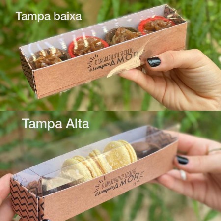 Embalagem p/ Casadinhos, Macarons, Bolachinhas finas Sempre Amor c/ Tampa acetato - 100 unidades