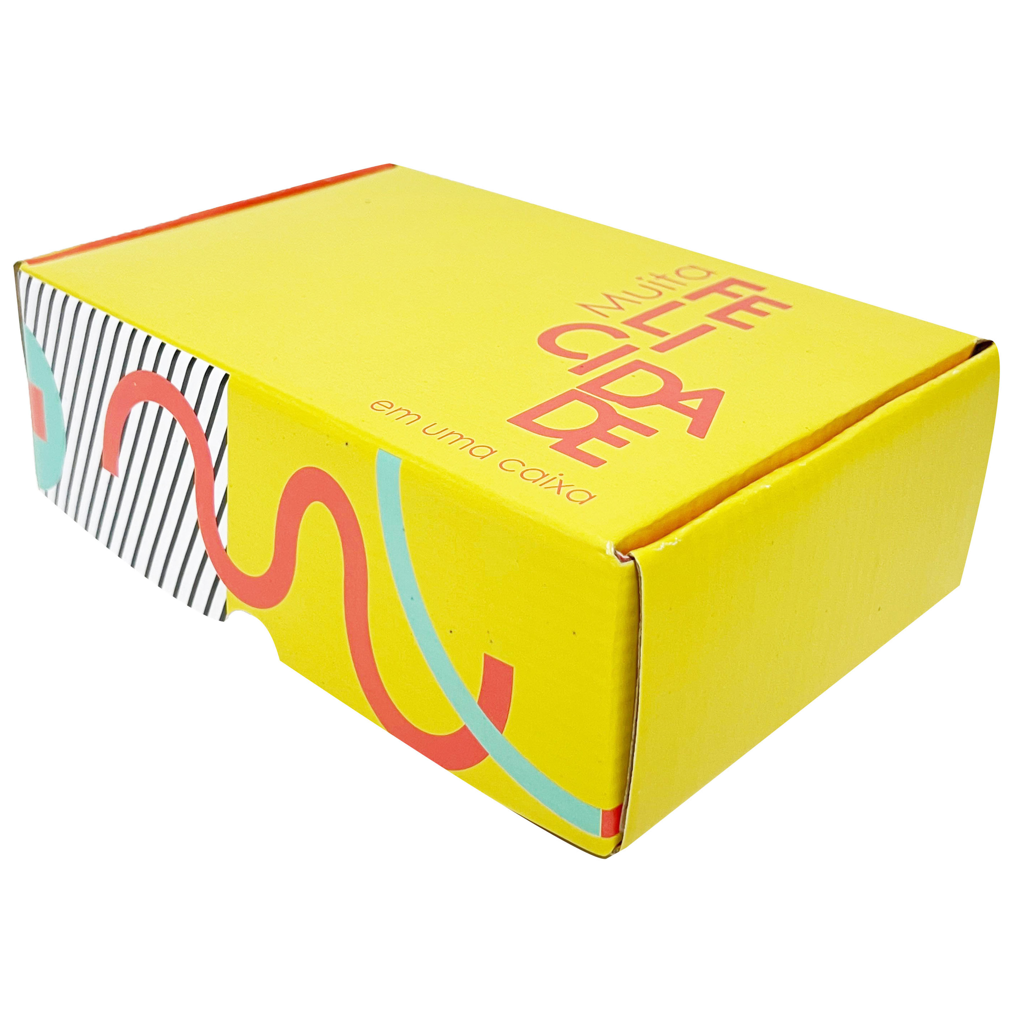Caixa Correios / E-commerce Empastada (22 x 14 x 7 cm) Felicidade Amarela - 50 unidades