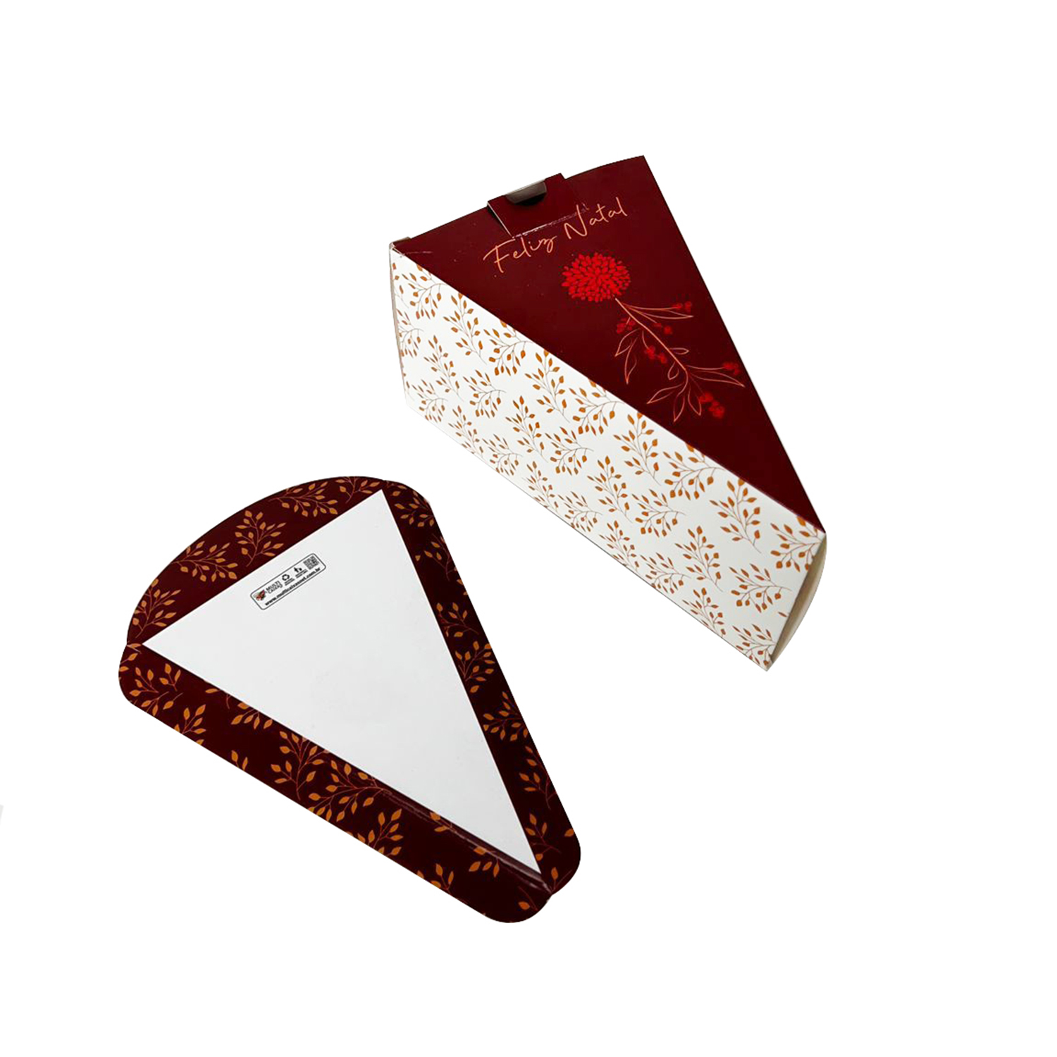 Embalagem Bolo Fatia Delivery c/ Berço Feliz Natal (16,7 x 10 x 8 cm) - 50 Unidades