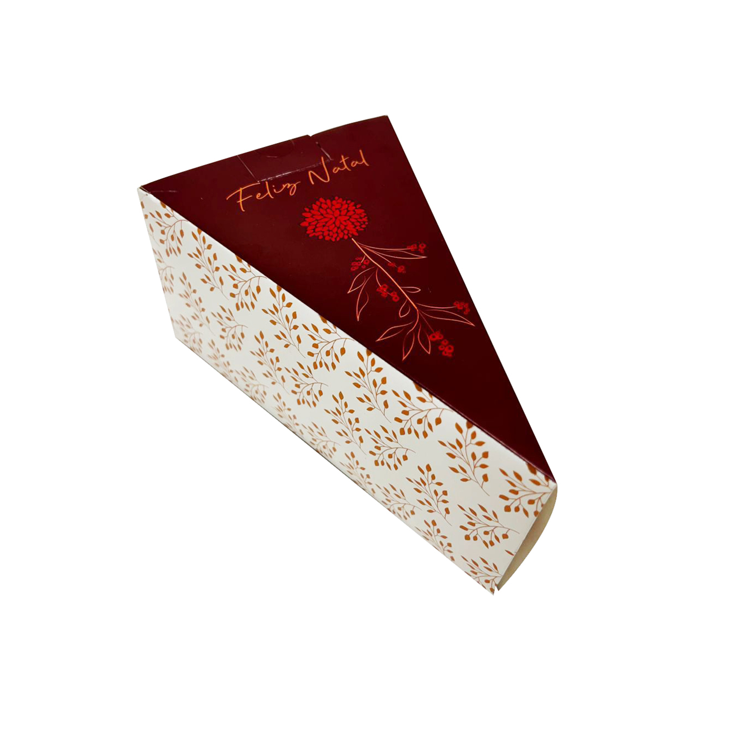 Embalagem Bolo Fatia Delivery c/ Berço Feliz Natal (16,7 x 10 x 8 cm) - 50 Unidades
